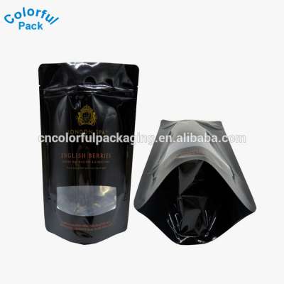 Matte stand up plastic zip lock bags window black mylar bags