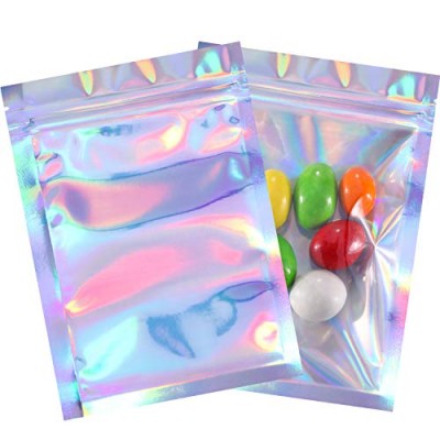 Custom Logo Zip Lock Resealable Smell Proof Aluminum Foil Mylar Plastic Edible Small Food Packaging Hologram Bags