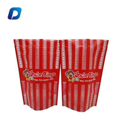 Free sample stand up food pouch clear bags popcorn packaging with resealable zipper